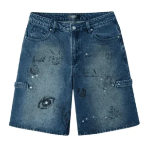 HMDD Graffiti Jean Shorts Blue